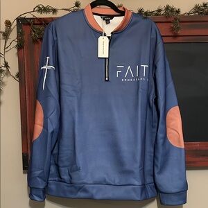 Blue and Tan Sweatshirt